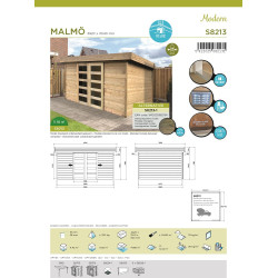 Abri de jardin en bois moderne Malmo 28 mm 3,9 x 3 m | SOLID Abri de jardin en bois moderne Malmo 28 mm 3,9 x 3 m | SOLID