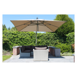Parasol déporté et inclinable Easy Sun taupe clair 320 x 320 cm SUNGARDEN