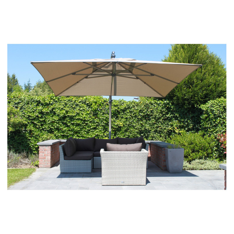 Parasol déporté et inclinable Easy Sun taupe clair 320 x 320 cm SUNGARDEN