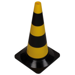 Cône de signalisation noir et jaune 50 cm PEREL – Sécurité Visible | PEREL