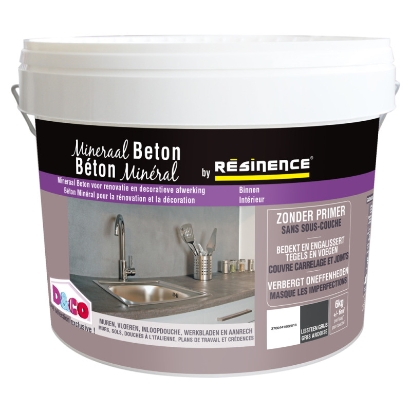 Enduit de rénovation béton minéral gris ardoise 6 kg