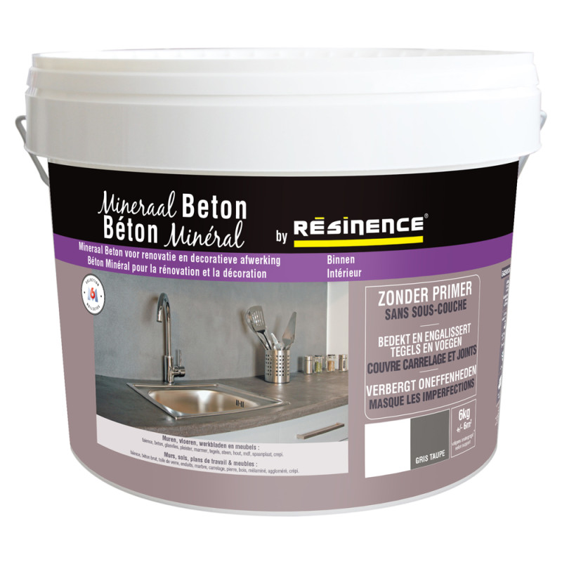 Enduit de rénovation béton minéral gris taupe 6 kg