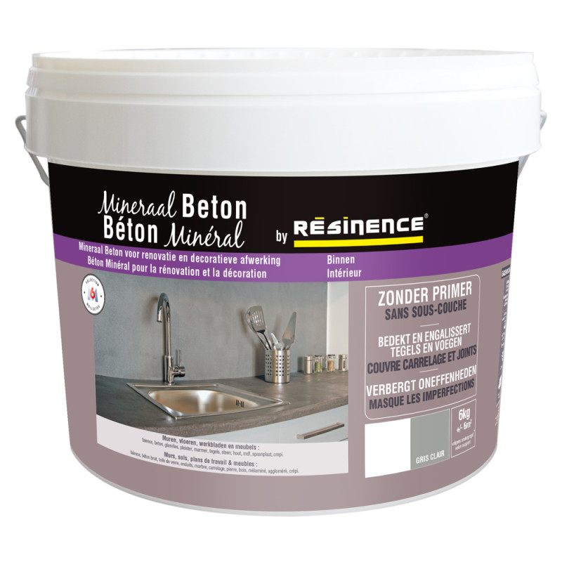 Enduit de rénovation béton minéral gris clair 6 kg