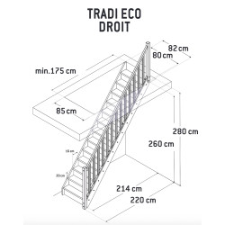 Escalier droit en bois Tradi Eco SOGEM