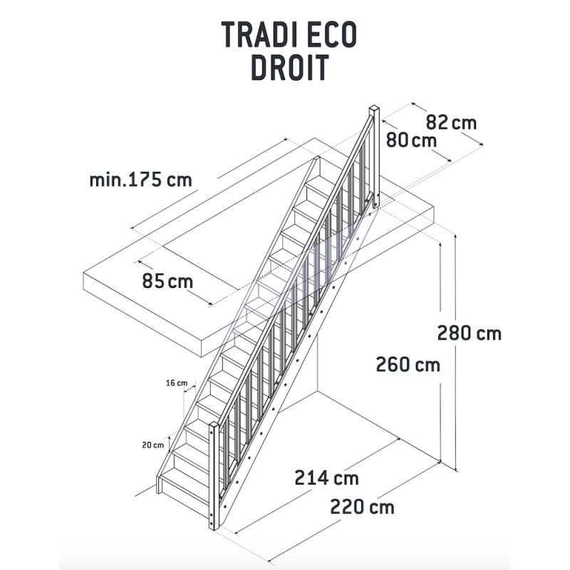 Escalier droit en bois Tradi Eco SOGEM