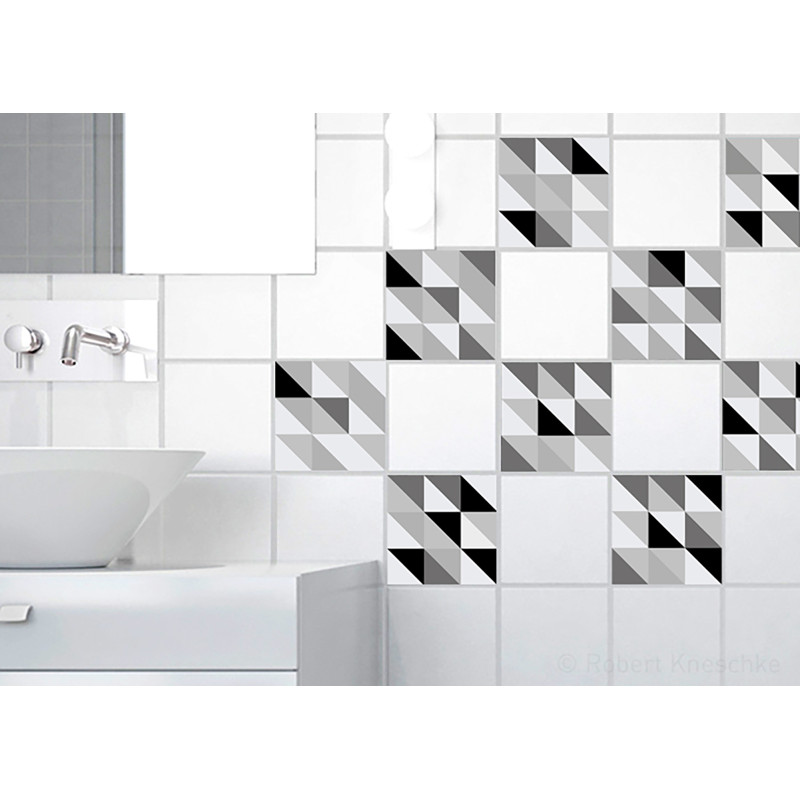 Sticker Scandinave noir et blanc 10 x 10 cm 9 pièces