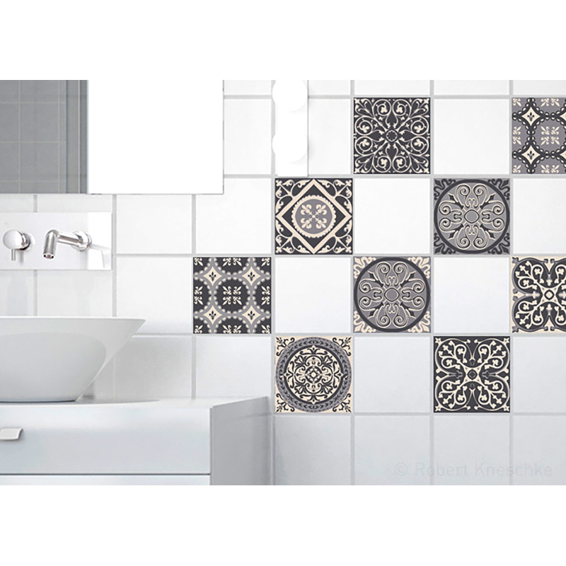 Sticker Ciment gris 10 x 10 cm 9 pièces