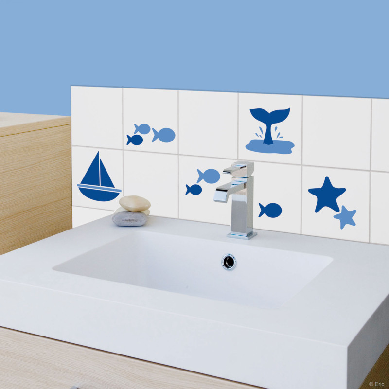 Sticker pour carrelage Mer 15 x 15 cm 4 pièces Sticker pour carrelage Mer 15 x 15 cm 4 pièces