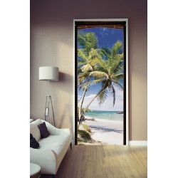 Sticker de porte trompe l'oeil Plage Robinson 83 x 240 cm