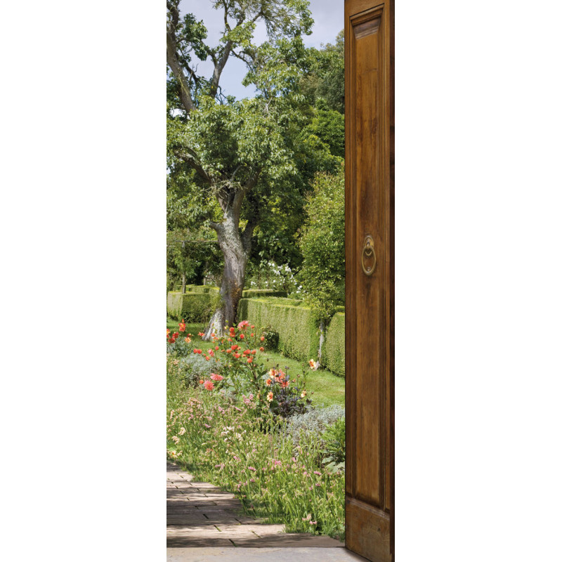 Sticker de porte trompe l'oeil Jardin 83 x 240 cm