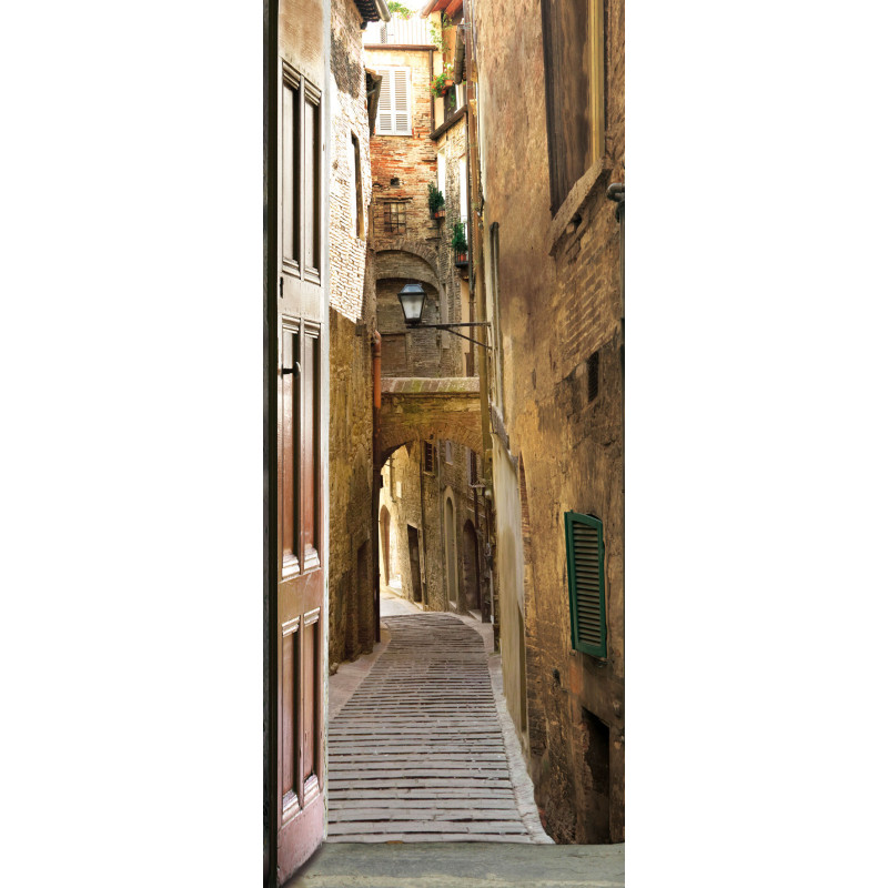 Sticker de porte trompe l'oeil Ruelle 83 x 240 cm