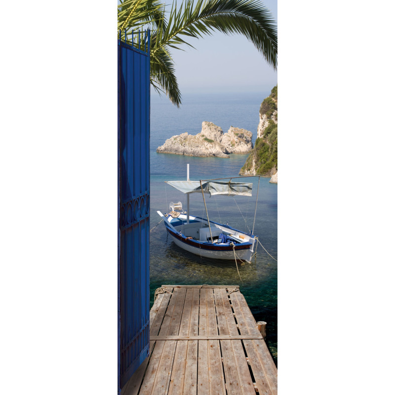 Sticker de porte trompe l'oeil Mer 83 x 240 cm