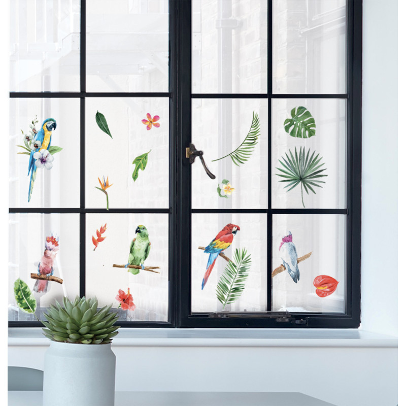 Planche de stickers électrostatiques Nature Tropicale