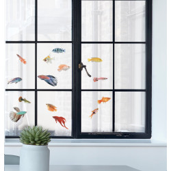 Planche de stickers électrostatiques Poissons Tropicaux