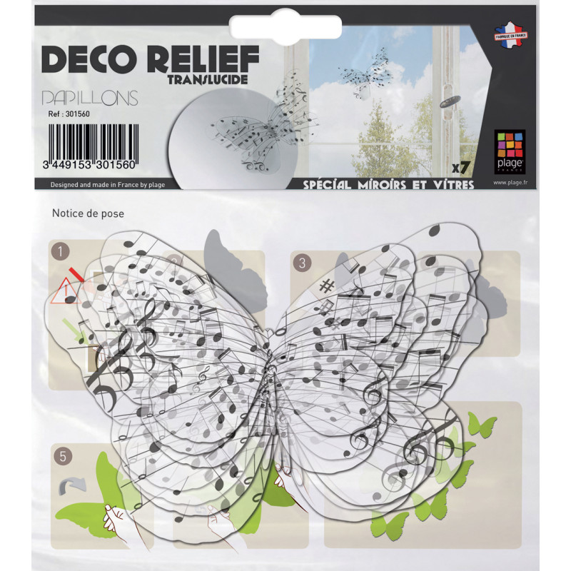 Planche de stickers 3D Papillons transparents