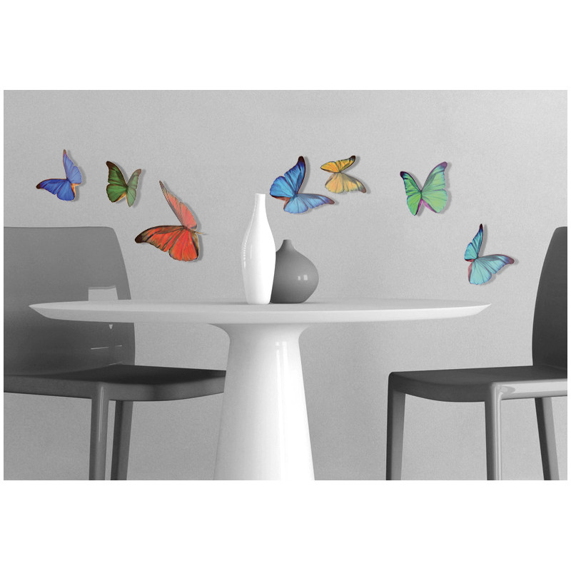 Planche de stickers 3D Papillons multicolores Planche de stickers 3D Papillons multicolores