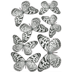 Planche de stickers 3D Papillons noirs et blancs Planche de stickers 3D Papillons noirs et blancs