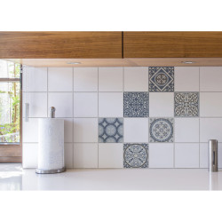 Sticker laminé Coimbra bleu 15 x 15 cm 6 pièces