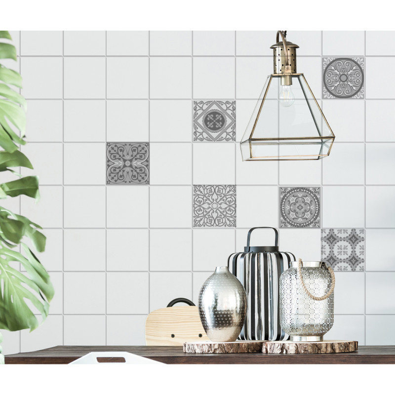 Sticker laminé Coimbra gris 15 x 15 cm 6 pièces