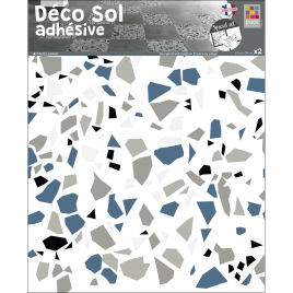 Sticker de sol Terrazzo bleu 30 x 30 cm 2 pièces