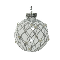 Boule de Noël transparente avec perles Ø 8 cm DECORIS