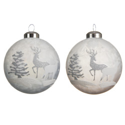 Boule de Noël Rennes en forêt Ø 8 cm DECORIS