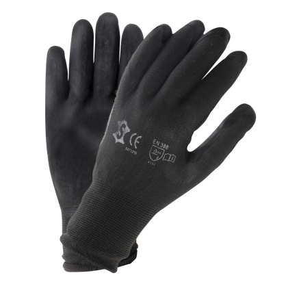 Paire de gants de travail en polyuréthane noir taille 8