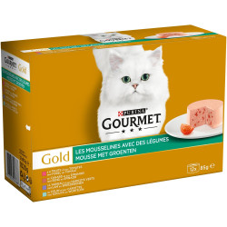 Mousseline avec légumes pour chat Gourmet Gold 12 pièces PURINA