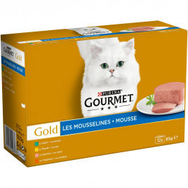 Mousseline pour chat Gourmet Gold 12 pièces PURINA