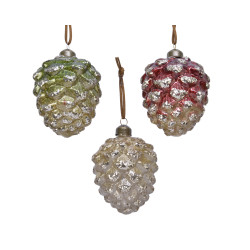 Pomme de pin pailletée à suspendre DECORIS – Déco festive

