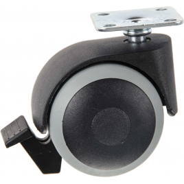Roulette double en thermo plastique sur plaque avec frein Ø 50 mm