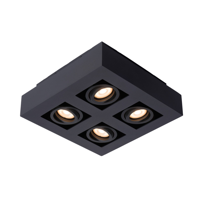 Plafonnier noir Xirax LED GU10 10 W dim to warm LUCIDE