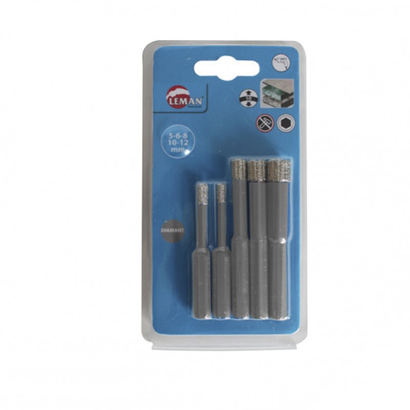Set de forets diamantés pour carrelage 5 pièces LEMAN Set de forets diamantés pour carrelage 5 pièces LEMAN