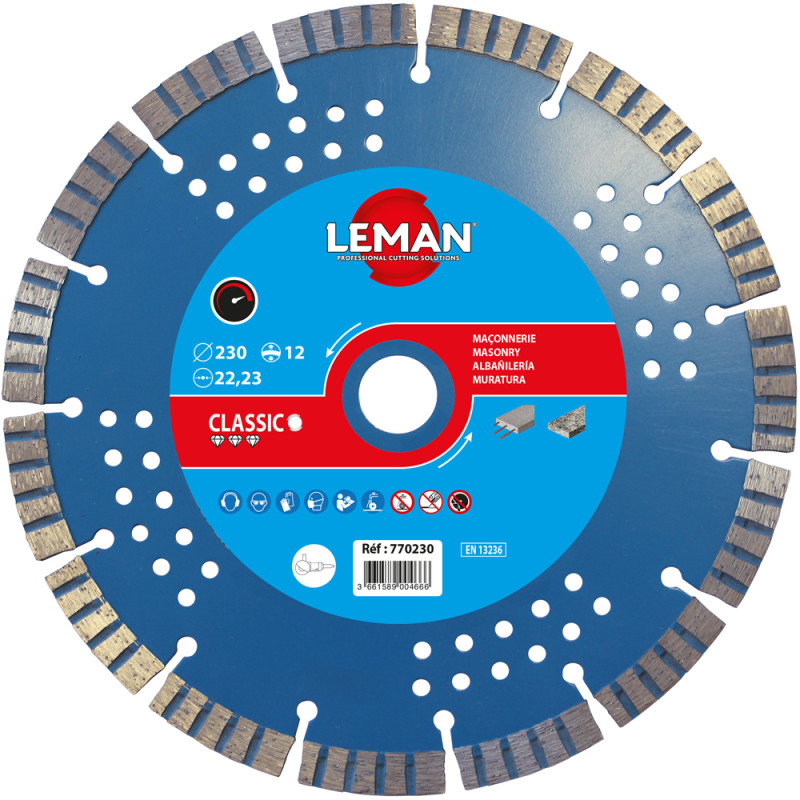 Disque diamant segmenté pour maçonnerie 125 x 22,23 x 12 mm LEMAN