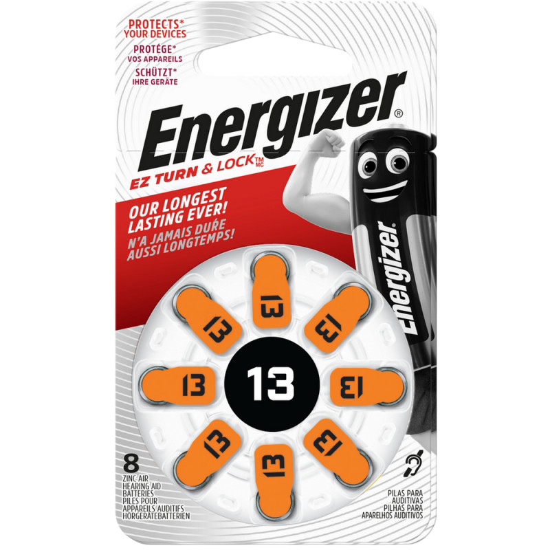 Pile bouton pour appareil auditif 250 mAh 8 pièces ENERGIZER