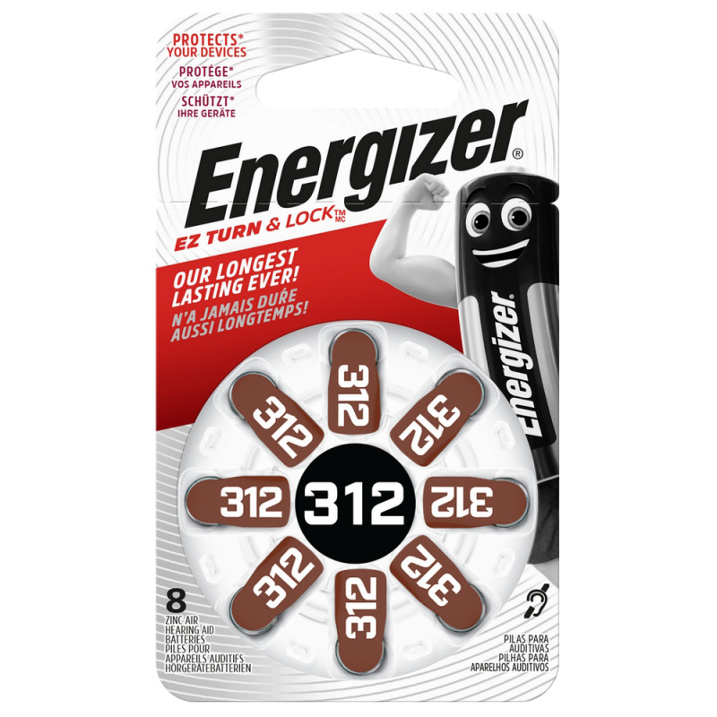 Pile bouton pour appareil auditif 130 mAh 8 pièces ENERGIZER