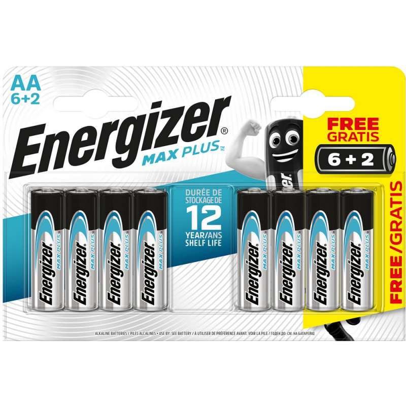 Pile alcaline AA Max Plus 1,5V 6 + 2 gratuites ENERGIZER