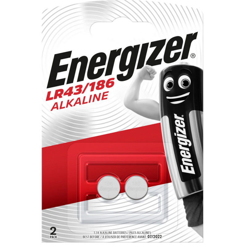 Pile bouton alcaline LR43/186 1,5 V 2 pièces ENERGIZER