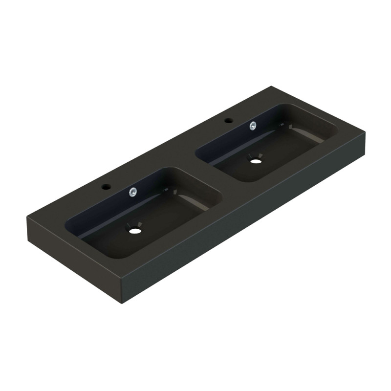 Plan de toilette Roke double vasque noir mat 120 cm ALLIBERT