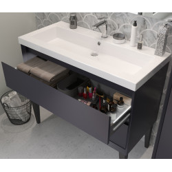 Meuble sous-lavabo Delta Erebor avec 2 tiroirs 80 cm Bleu de Prusse mat ALLIBERT
