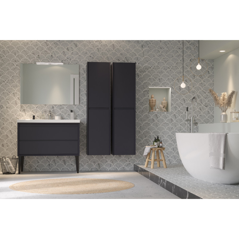 Meuble sous-lavabo Delta Erebor avec 2 tiroirs 80 cm Bleu de Prusse mat ALLIBERT