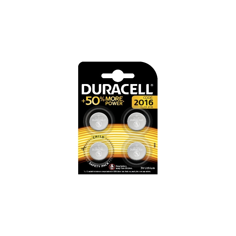 Pile bouton au lithium DL2016 4 pièces DURACELL