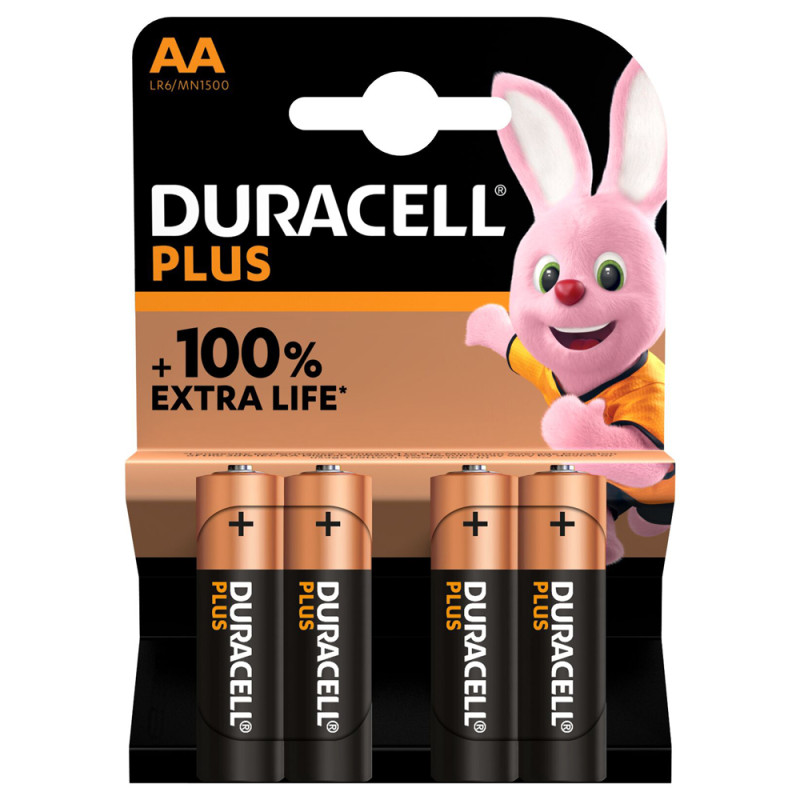 Pile alcaline AA Plus 4 pièces DURACELL