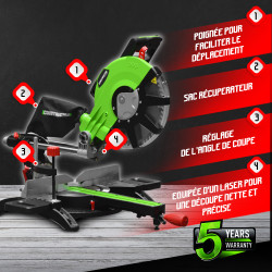 Scie à onglet radiale CTRMS2100-305DBLA 1200 W CONSTRUCTOR