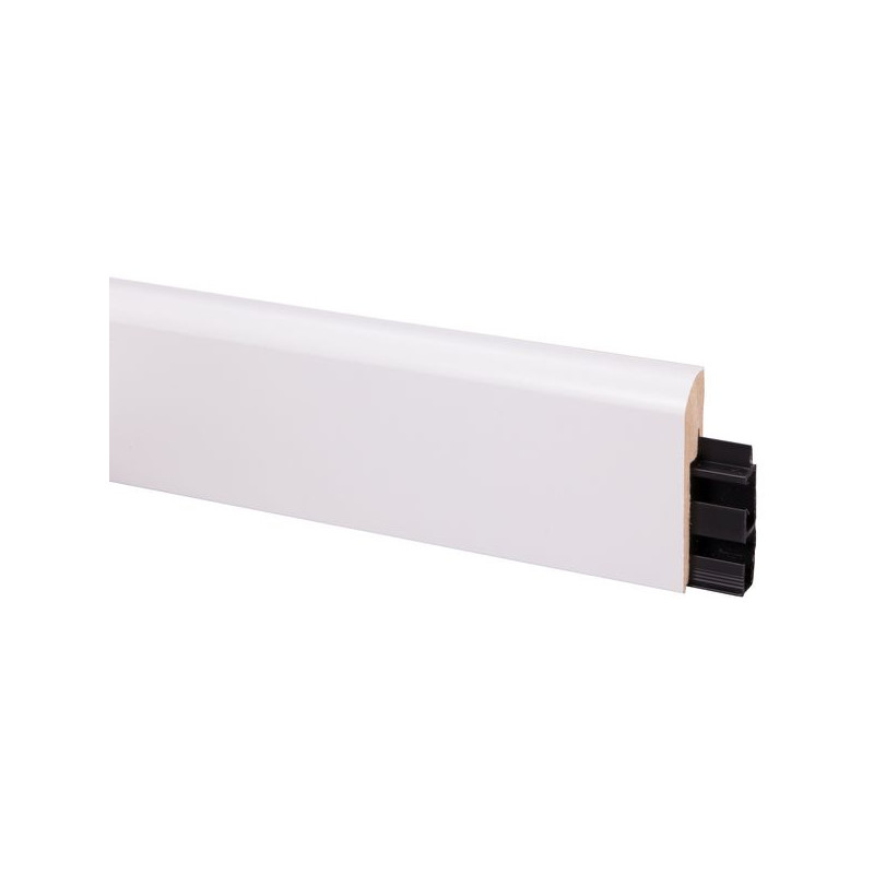 Plinthe cache câble en MDF blanche 240 x 8 x 1,9 cm CANDO