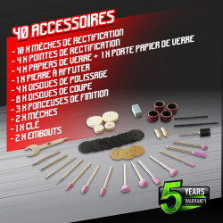 Mini perceuse CPRE135-40 avec 40 accessoires 130 W CONSTRUCTOR