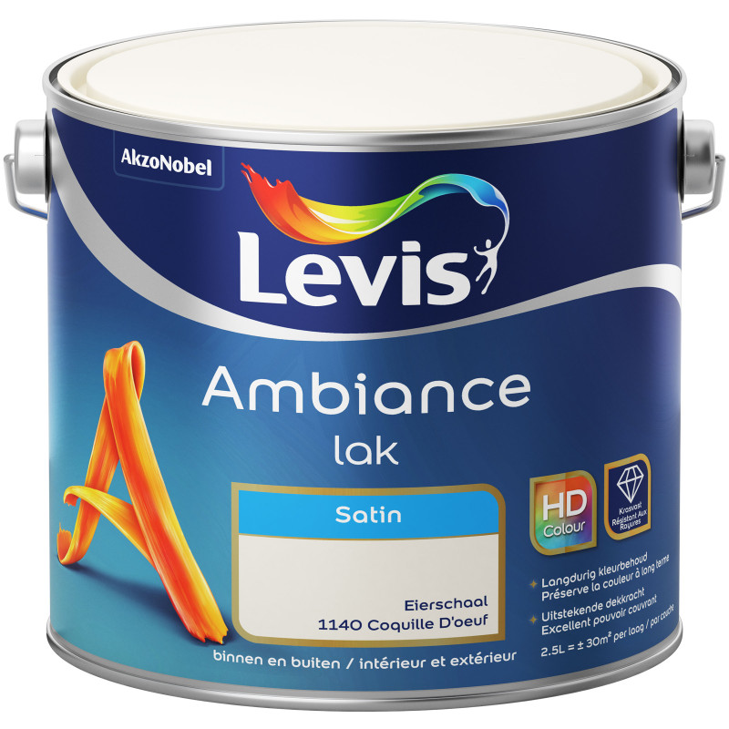 Peinture laque Ambiance coquille d'oeuf satinée effet miroir 2,5 L LEVIS