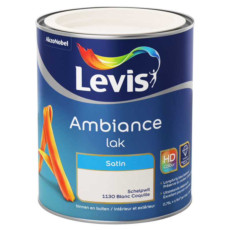 Peinture laque Ambiance Blanc oquille satin effet miroir 0,75L LEVIS