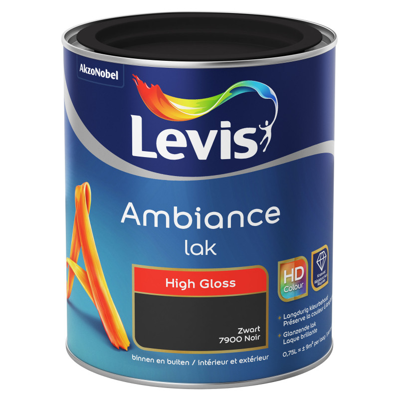 Peinture laque Ambiance Noir high gloss effet miroir 0,75 L LEVIS