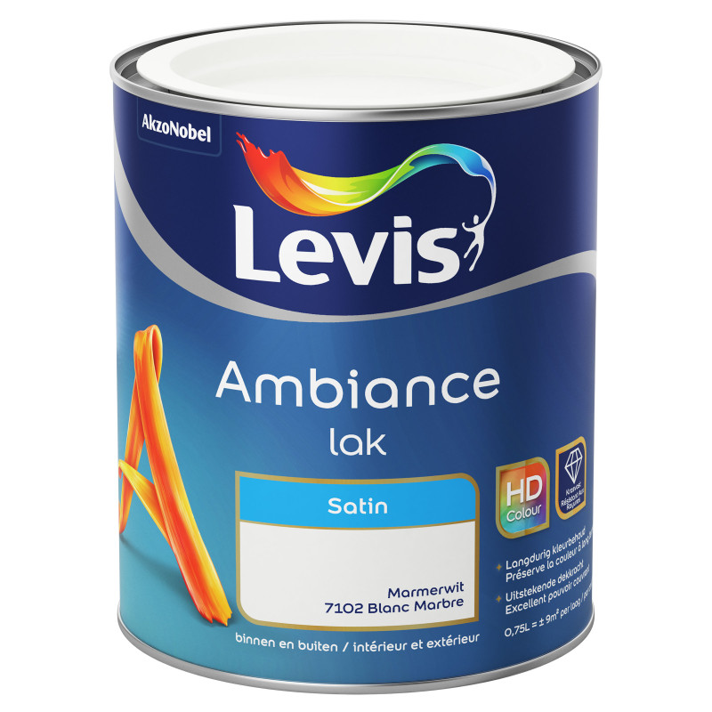 Peinture laque Ambiance Blanc Marbre satin effet miroir 0,75 L LEVIS